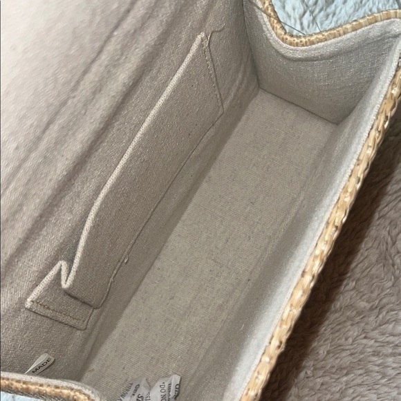 d’margeaux New York Tan and Cream Mini Bag Purse with Basket-Weave Design - Picture 9 of 15